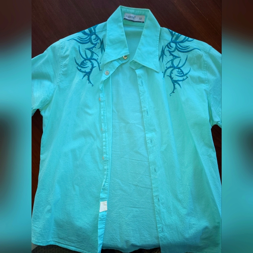 Vintage club shirt with sparkle and stitch accents